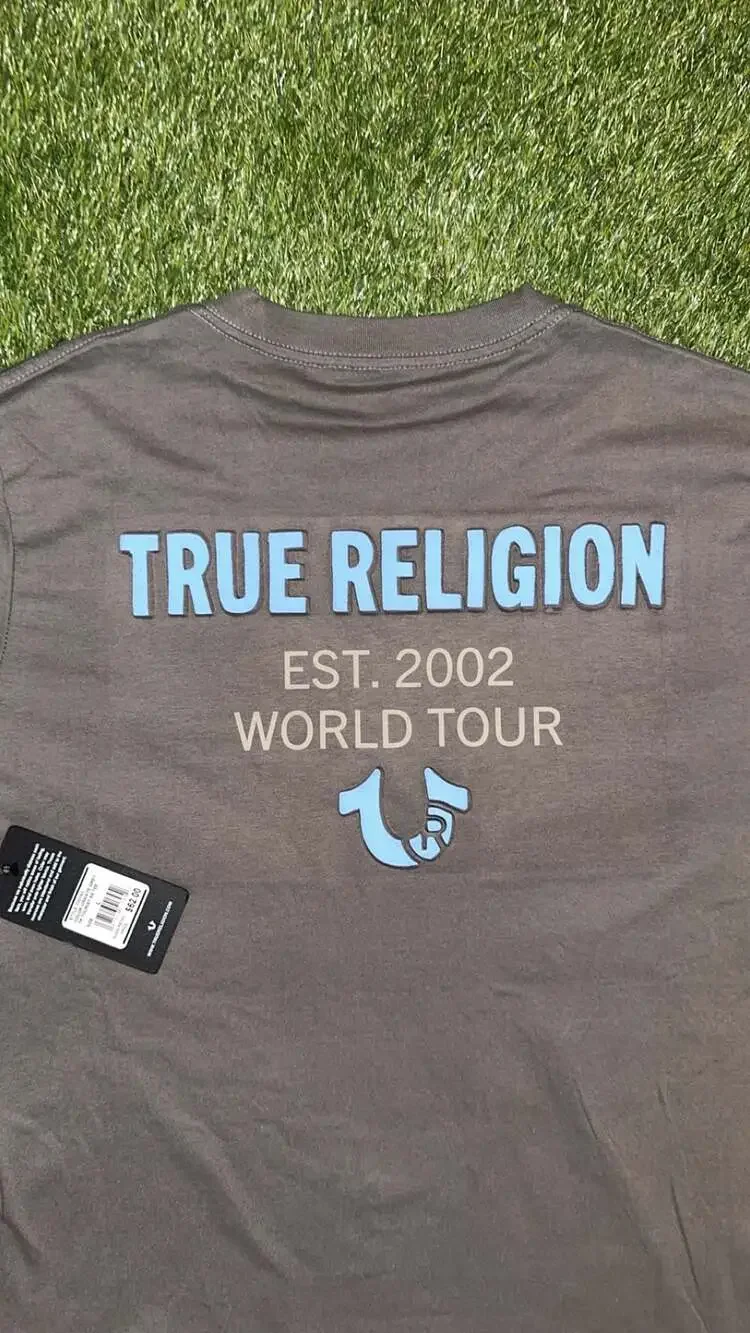 True Religion Men's World Tour Graphic T-Shirt Granite Grey